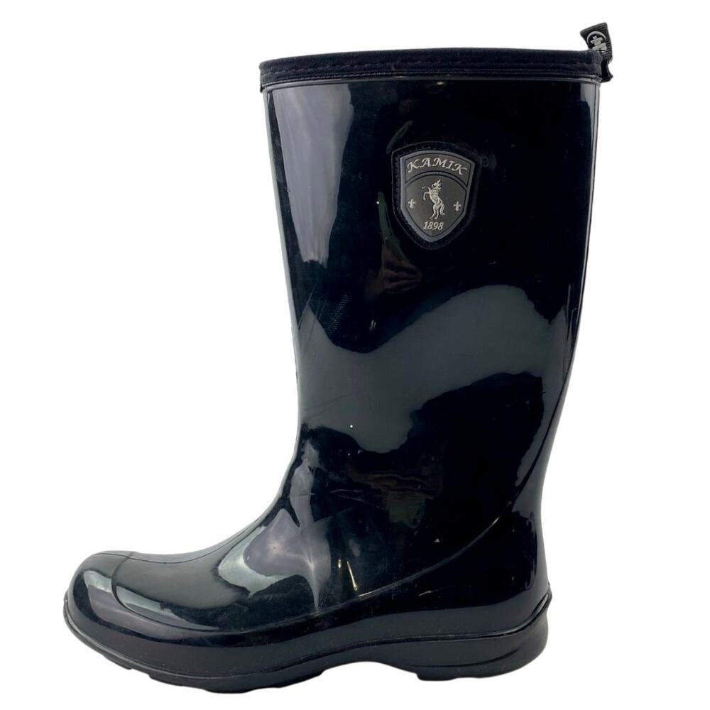 Kamik Marina Women's Black Synthetic Rubber Round Toe Mid Calf Rain Boots Size 7